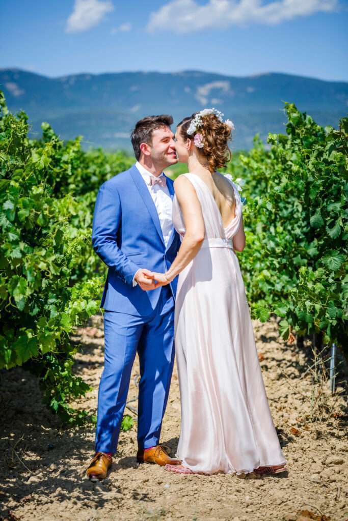 Robe de mariée drapée en soie