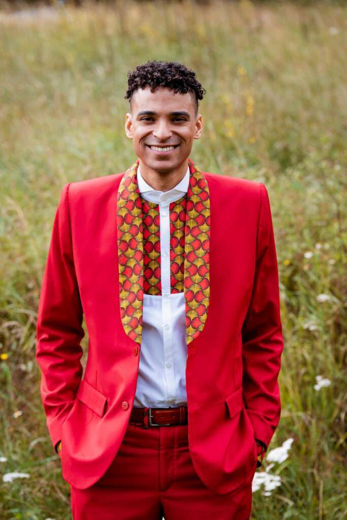 Costume homme sur-mesure rouge mariage wax-africain