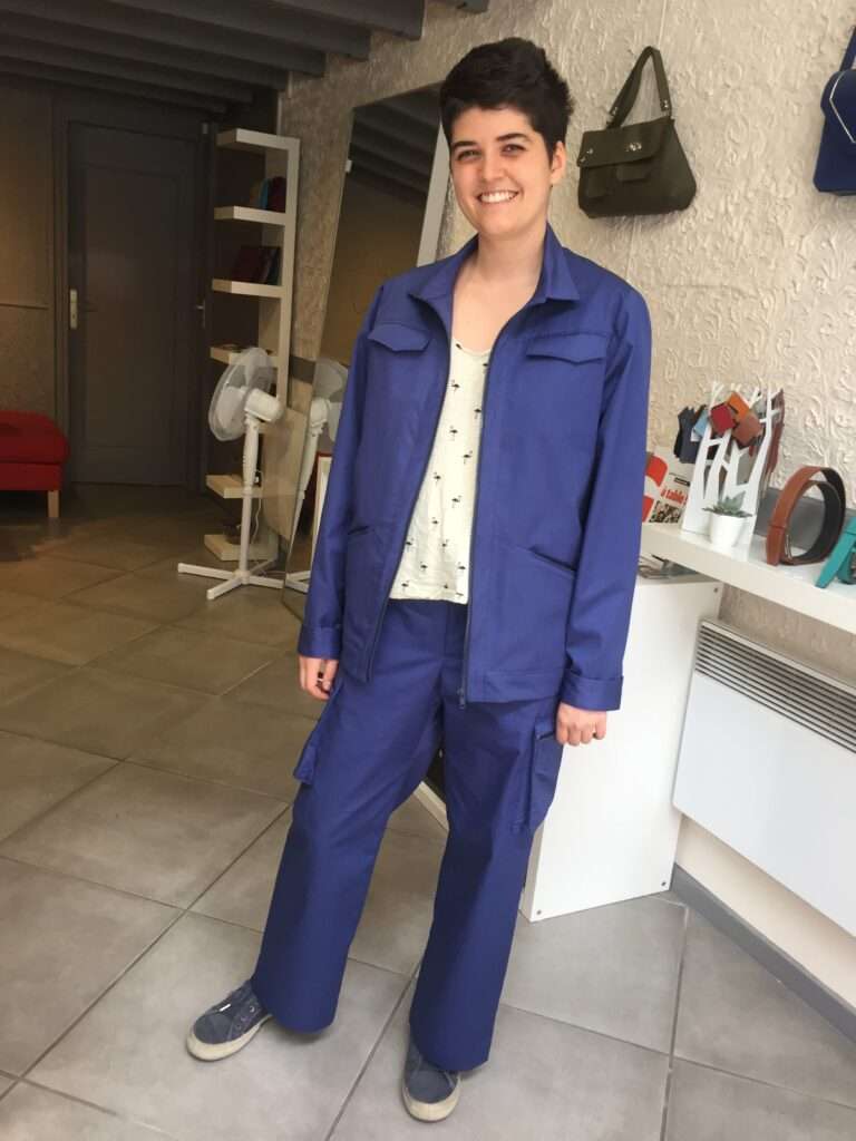 Ensemble veste pantalon unisexe en coton bleu
